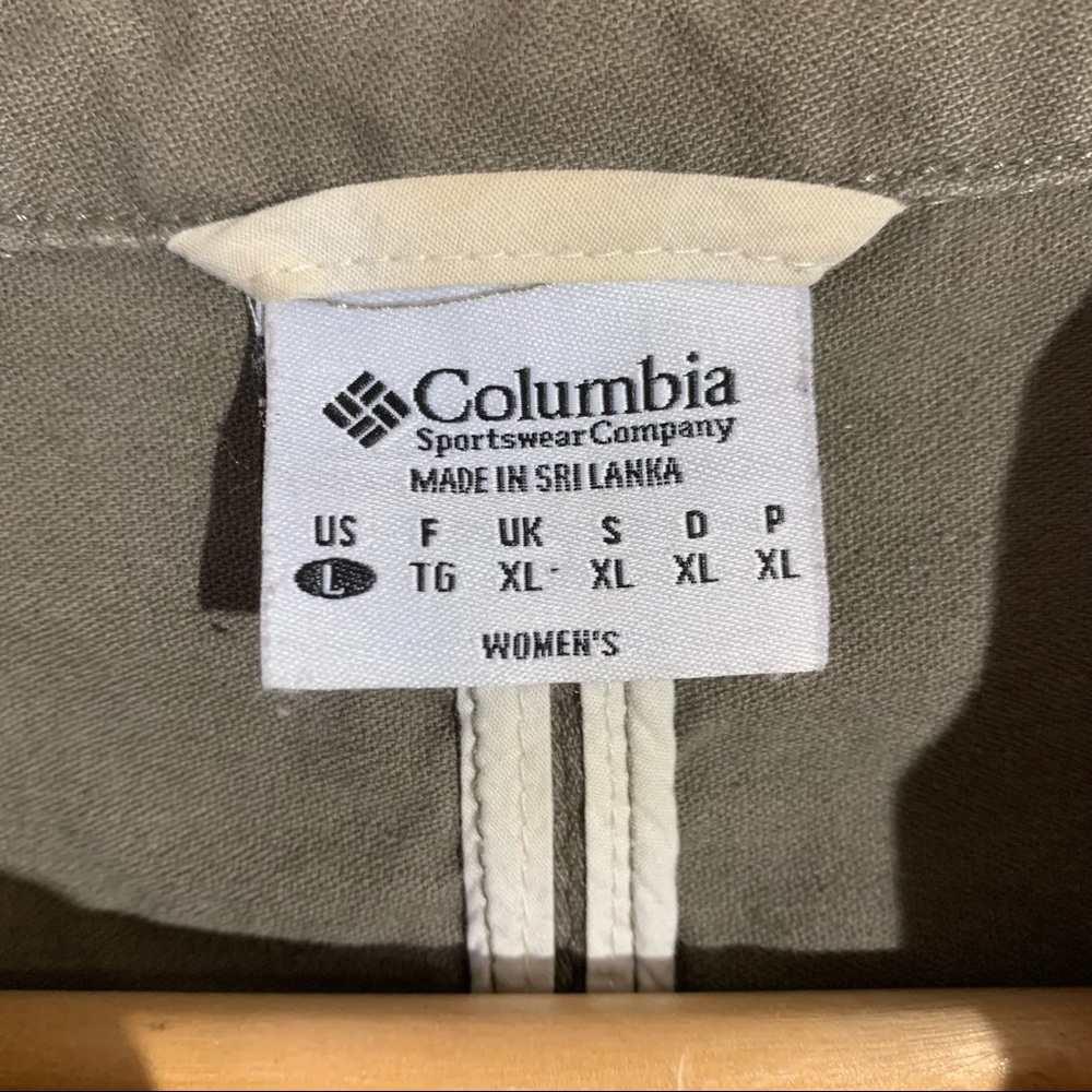 COLUMBIA WOMENS MILITARY STYLE COTTON JACKET BLAZER. OLIVE GREEN. SIZE LARGE. - Picture 7 of 8